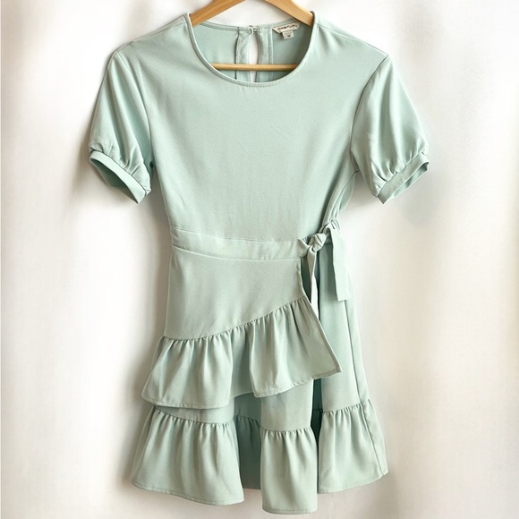 Habitual Girls | EASTER | Pastel Blue Ruffle Dress | Side Tie Waist | Size 10 - Picture 2 of 9